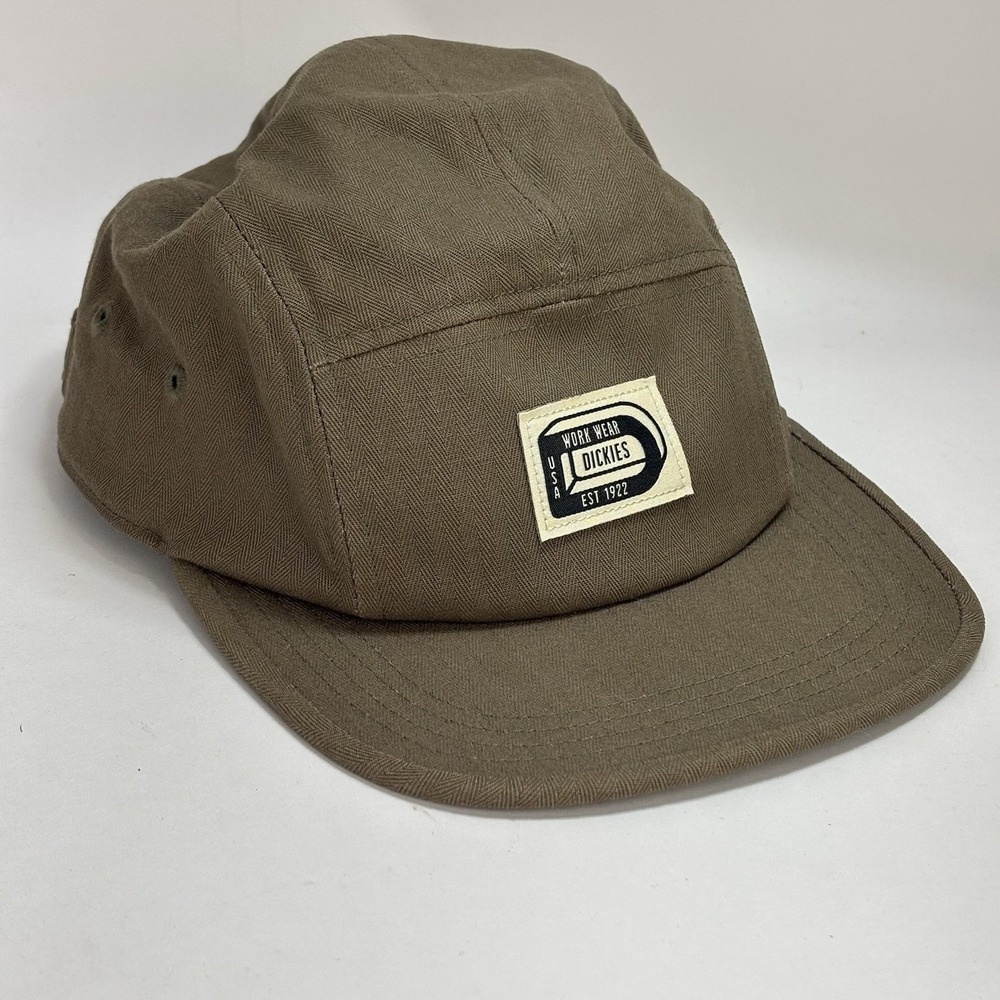 RARE Dickies Heritage Camp Cap Olive Green Herringbone Five Panel